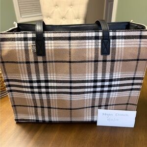 Beis Tan Plaid Work Tote